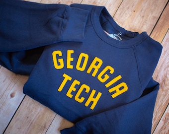 Custom College Crewneck Sweatshirt, Personalized Stitched Wool Letters, Gift for College Student, University Clothing for College Tailgate