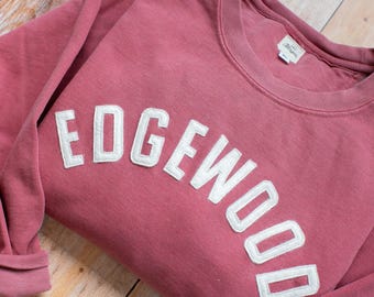 Stitched Letter Sweatshirt Personalized with Hometown, City Name Custom Sweatshirt Crewneck Gift for Him,  Gameday Sweatshirt Personalized