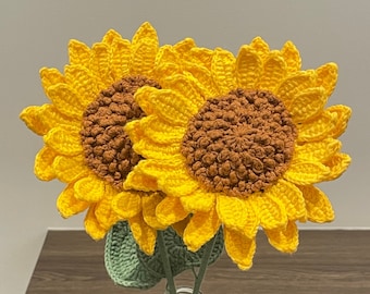 Gehäkelte Sonnenblume gemischt niedlicher Blumenstrauß handgemachtes Blumengeschenk für ihren Muttertag Blumen-Liebhaber für Geburtstagsgeschenk Blumenverzierung