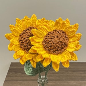 Crochet Sunflower Mixed Cute Bouquet Handmade Floral Gift for Her Mother's Day Flowers Lover for Birthday Present Floral Ornament