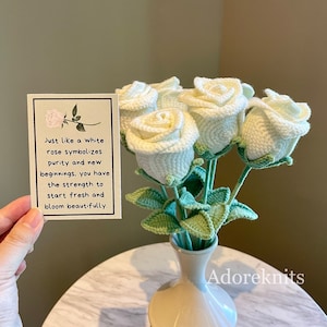 Personalized Emotional Support+Mini Caring Handmade Crochet Positive Rose/Indoor Plant,Mother's Gifts for him/her,Desk Buddy,home decor