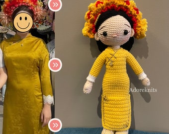 Giocattolo per bambola all'uncinetto posizionabile personalizzato - Regalo di compleanno unico personalizzato per bambini, regalo per bambola all'uncinetto Amigurumi simile a mano fatta a mano per lei