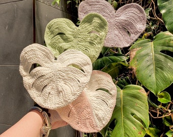 1 Stück gehäkelte Monstera gemischt niedliche Blatt Wohnkultur, handgemachtes Blumengeschenk für Ihn / Sie, Mutter / Zimmerpflanzenliebhaber Geschenke Geburtstagsgeschenk