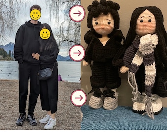 Benutzerdefinierte posierbares Häkelpuppenspielzeug, personalisiertes einzigartiges Geburtstagsgeschenk für Kinder, handgefertigte Look-Alike Amigurumi häkeln Puppe besonderes Geschenk für sie