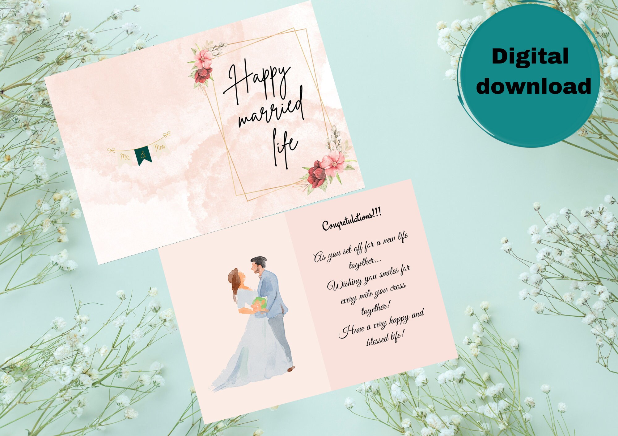 Foldable Wedding Greeting Card Printable Instant Download Etsy foldable-wedding-greeting-card-printable-instant-download-etsy