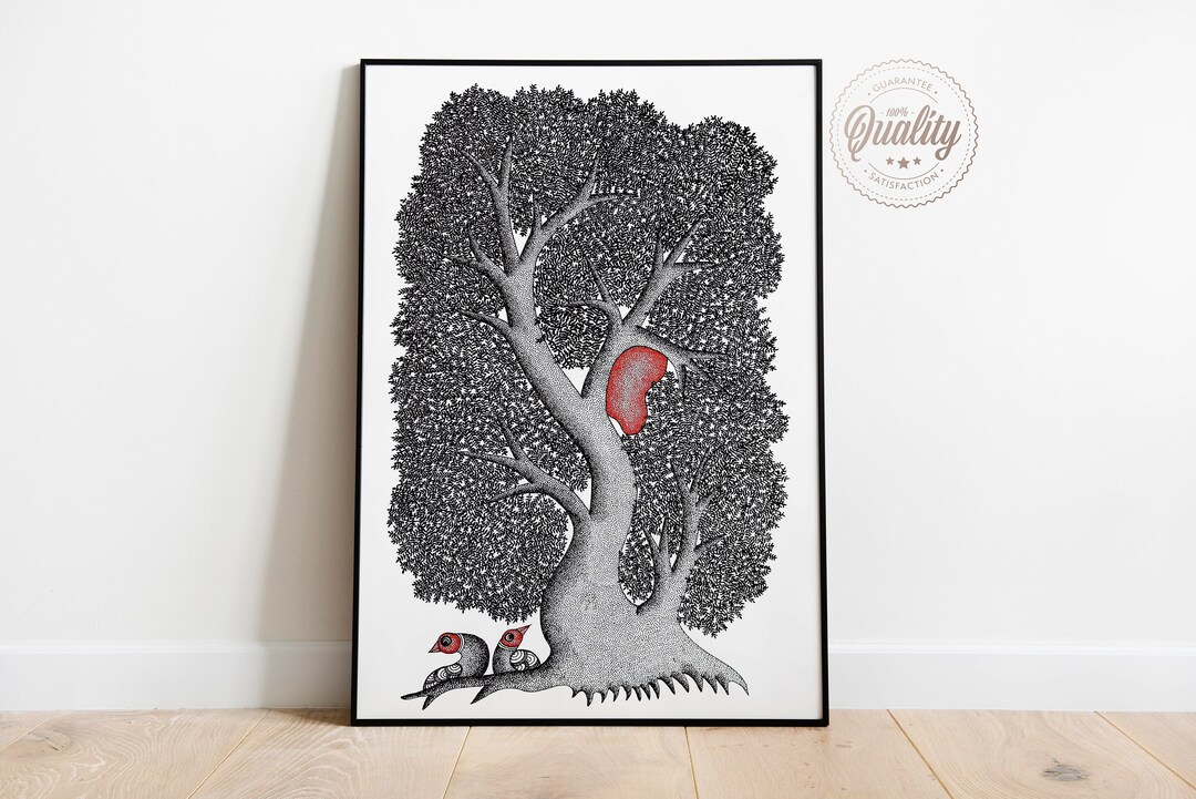 Contemporary Gond Tribal Folk Art Wall Decor Beautiful Indian Art
