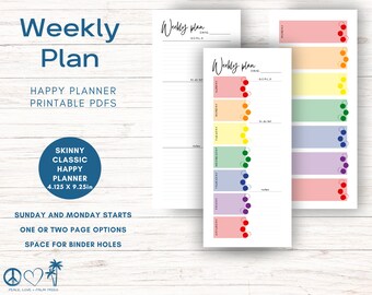 Pride Rainbow Weekly Planner Inserts: Skinny Classic Happy Planner (Digital Download)
