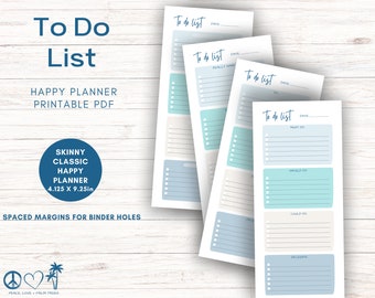 Skinny Classic Happy Planner To Do List: Tropical Printable (PDF)