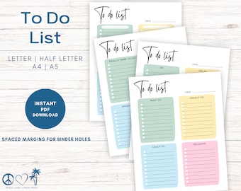Beachy To-Do List Printable: Undated Task Tracker (Digital Download)