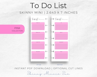 Pink Skinny Mini Happy Kalender Einlagen: To-Do Liste (PDF Download)