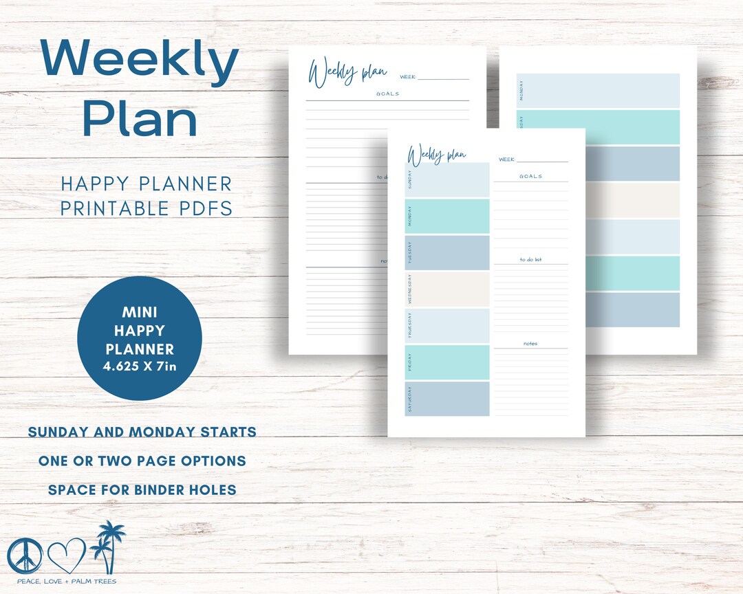 Island Weekly Planner Inserts: Mini Happy Planner Printable (PDF ...