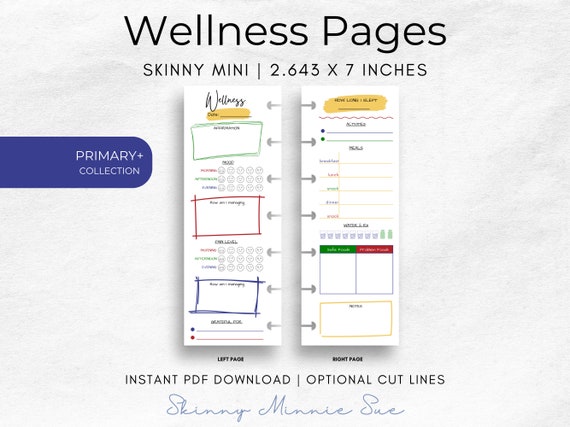 Skinny Mini Happy Planner Wellness Pages: Mood & Health Tracker (Digital Download)