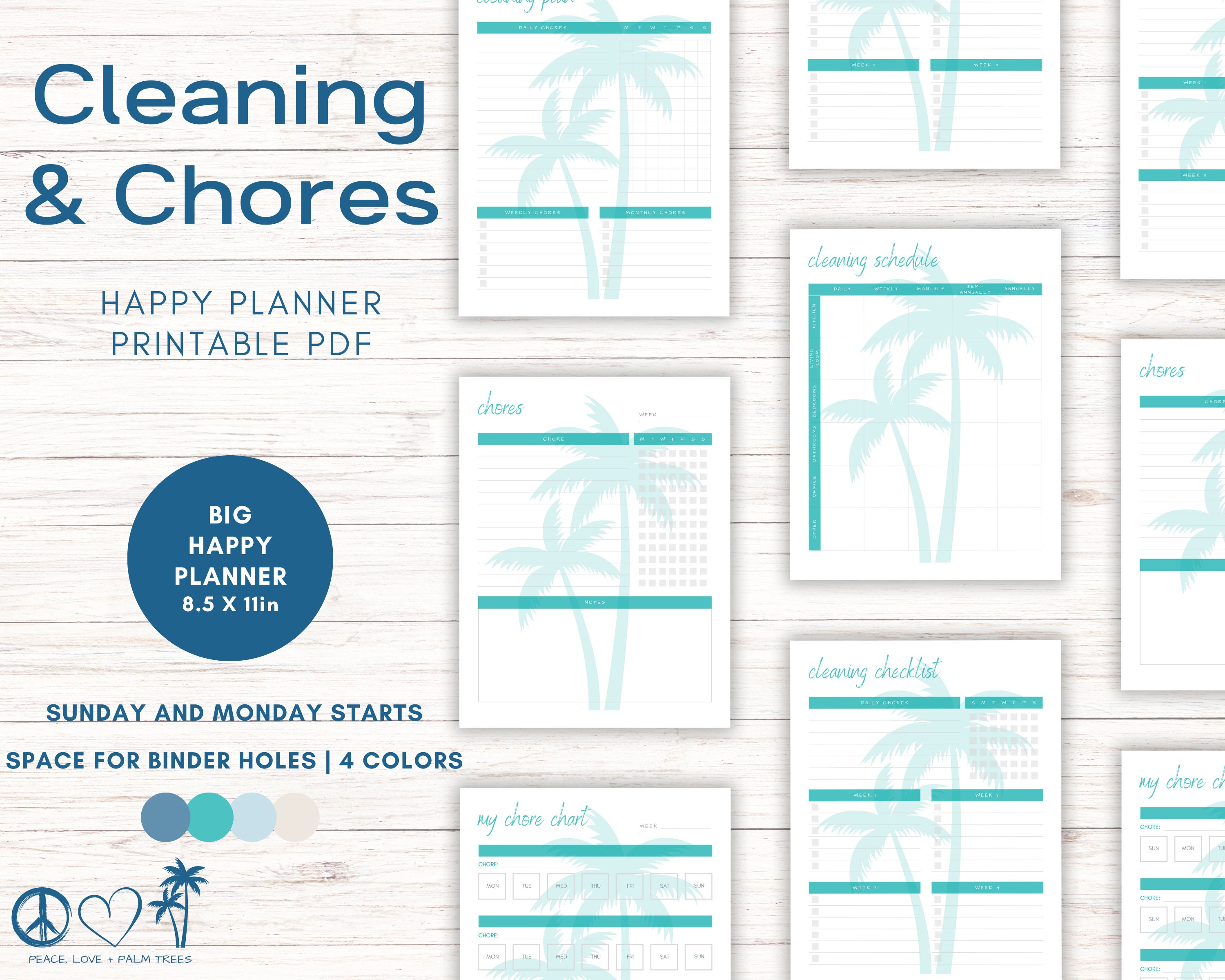 Tree Cleaning Chart Palm Tree Cleaning Chore Chart: Big Happy Planner Printable (PDF) - Etsy