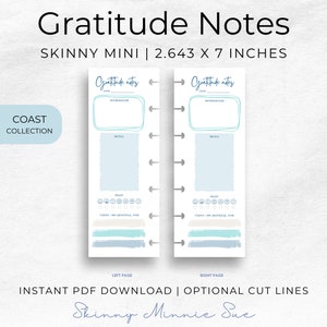 Skinny Mini Coast Happy Planner Printable, Simple Gratitude Notes Discbound, Mood & Affirmations Tracker, Cut Lines, Instant PDF Download image 1