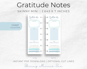 Skinny Mini Coast Happy Planner Printable, Simple Gratitude Notes Discbound, Mood & Affirmations Tracker, Cut Lines, Instant PDF Download