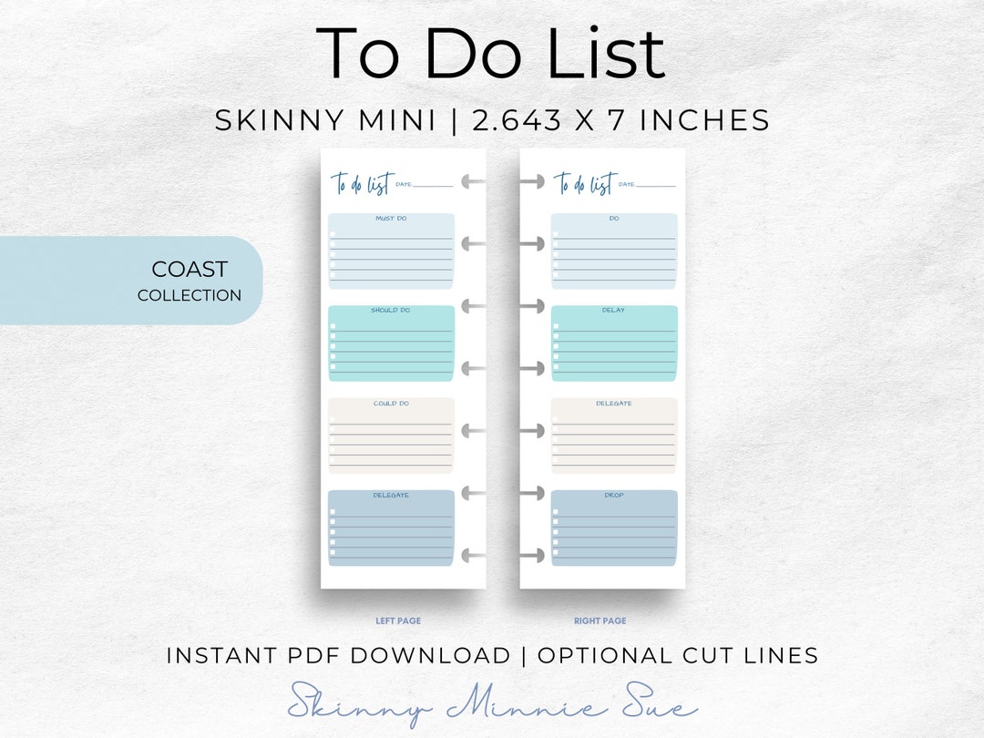 Skinny Mini Happy Planner Inserts: Coast To-do List (PDF Download) - Etsy