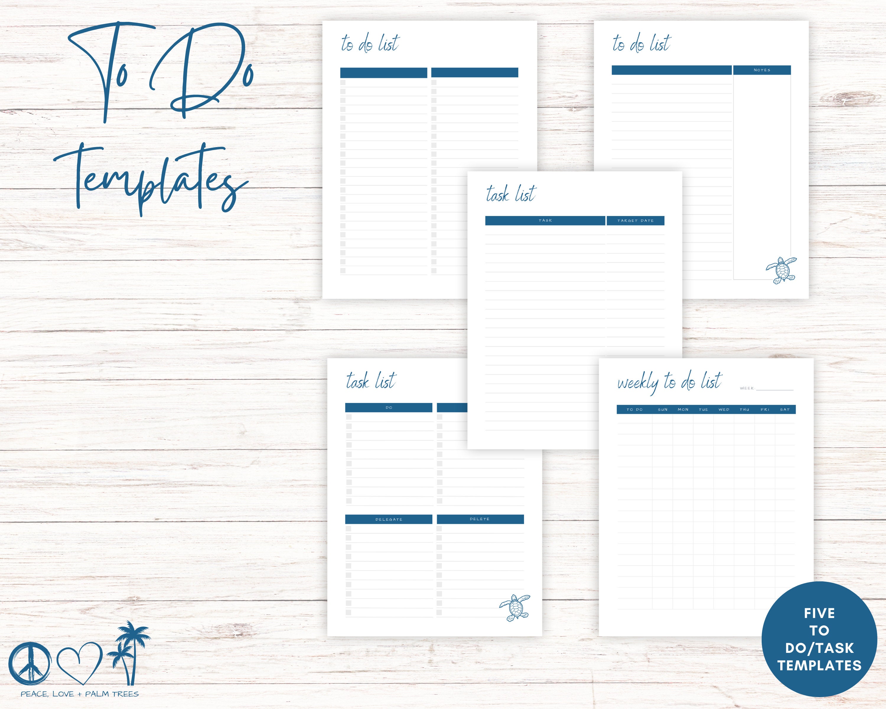 Sea Turtle Printable Planner Bundle, Daily Weekly Monthly Pages ...