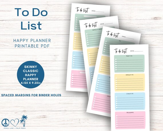 Beachy To-Do List Printable: Skinny Classic Happy Planner Insert (PDF Download)
