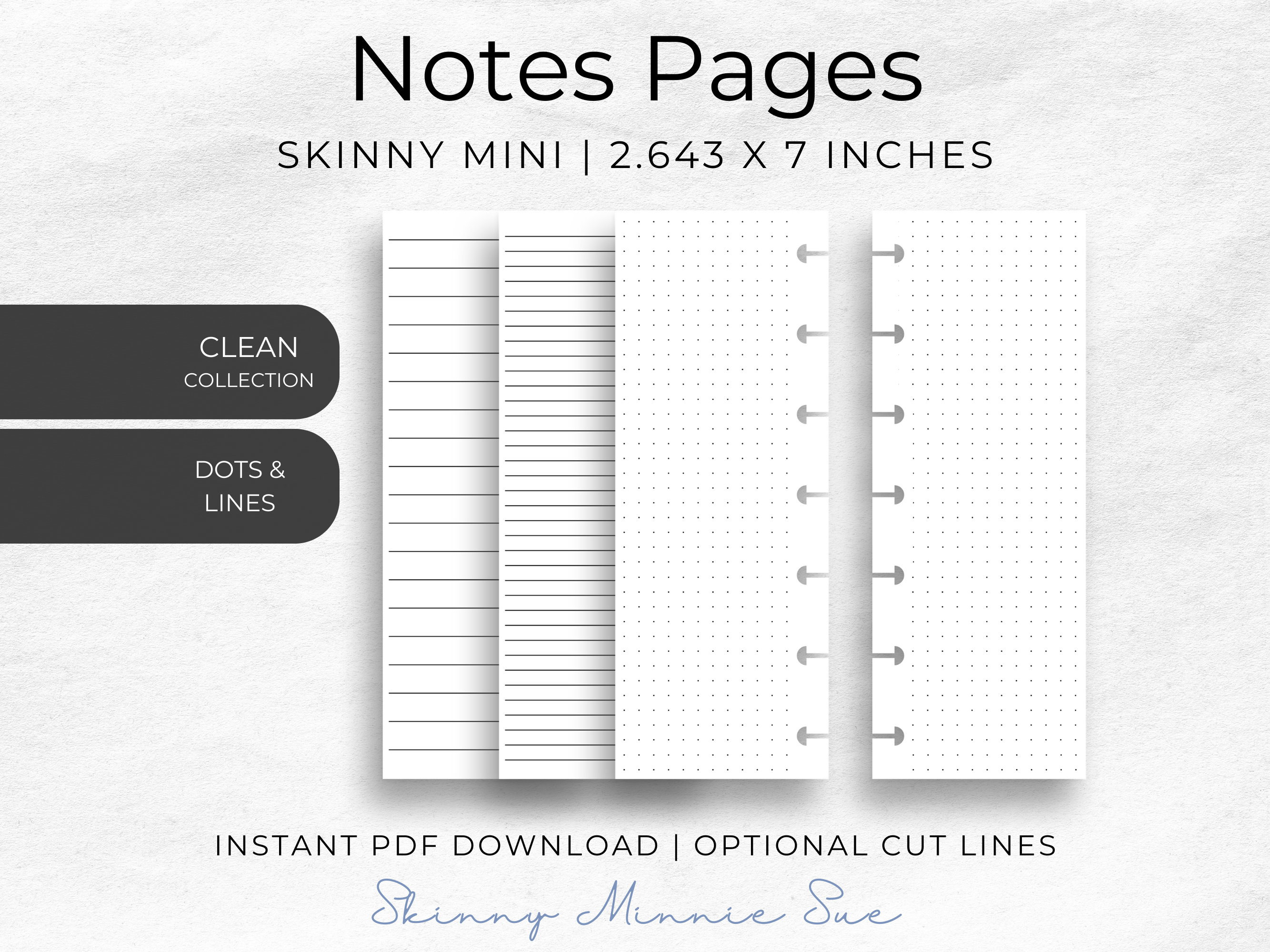 Skinny Mini Happy Planner Inserts: Clean Notes Pages (PDF Download) - Etsy