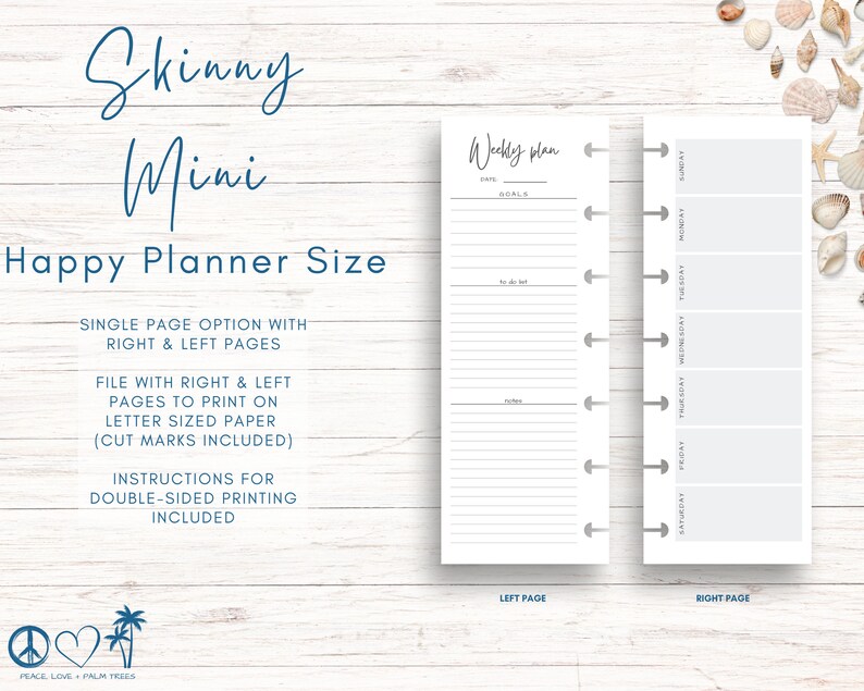 Skinny Mini Gray Happy Planner Printables Minimalist Weekly - Etsy