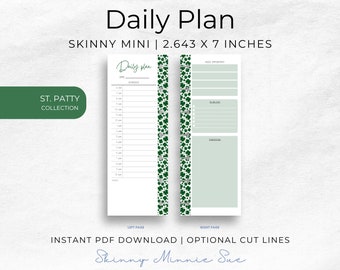 Skinny Mini St. Patty Daily Plan Happy Planner Printable for Disc Planners, Priorities & Schedule Tracker, Cut Lines, Instant Download