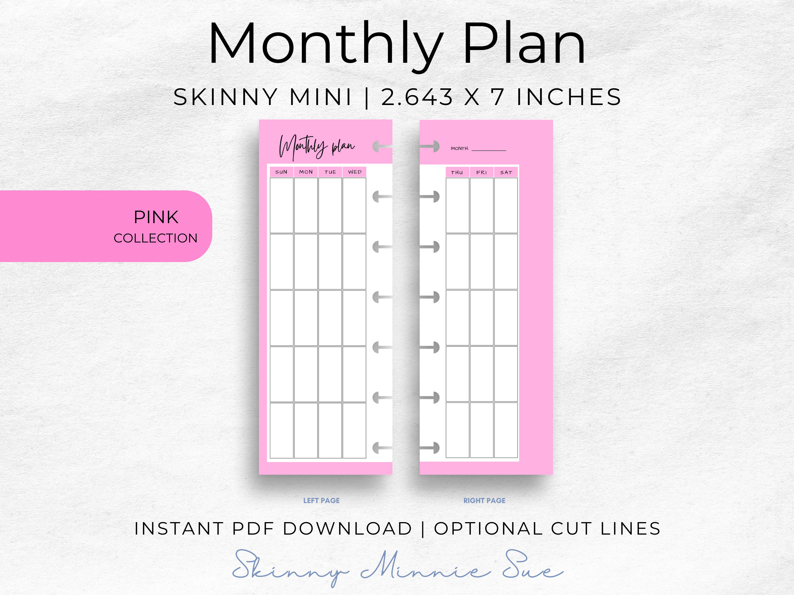 Skinny Mini Happy Planner Printables in Pink Monthly Inserts - Etsy