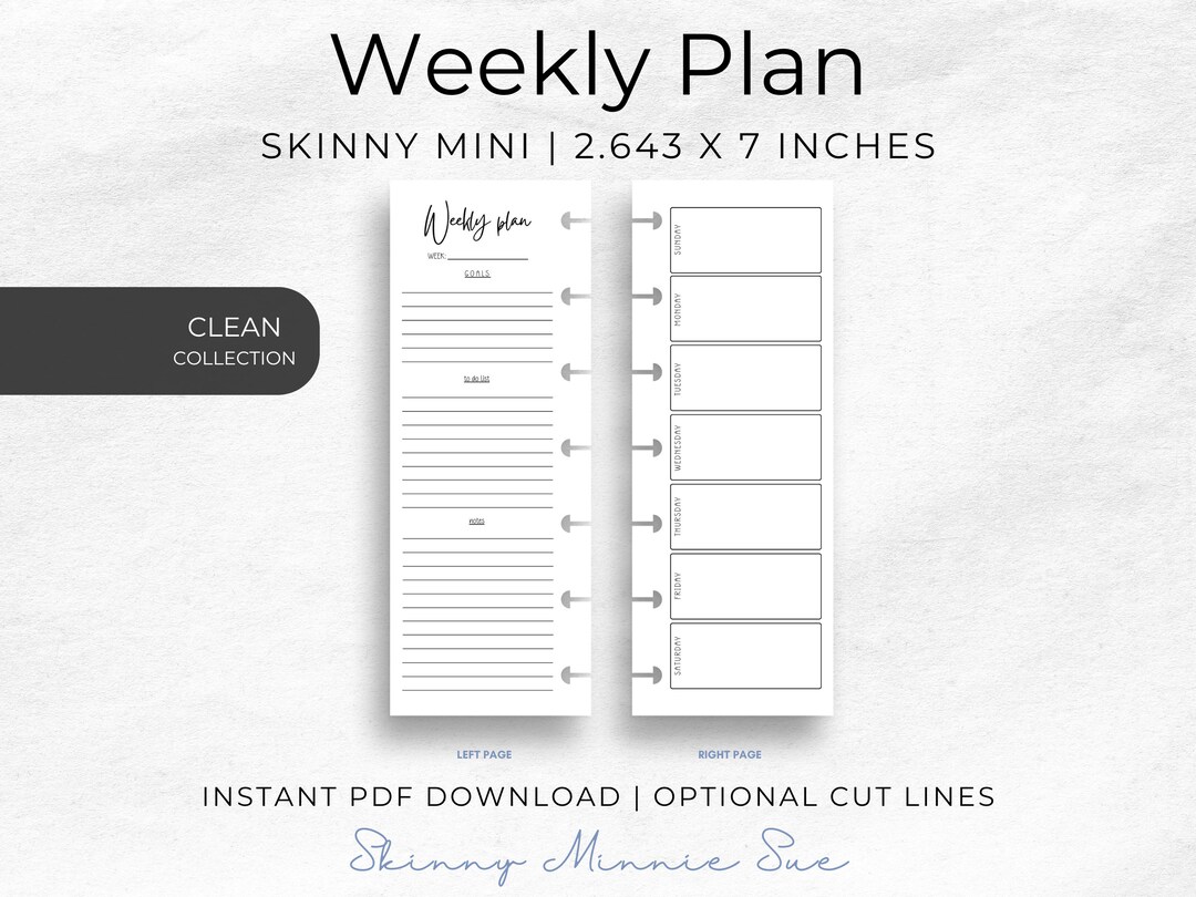 Skinny Mini Happy Planner Inserts: Minimalist Weekly Plan (PDF) - Etsy