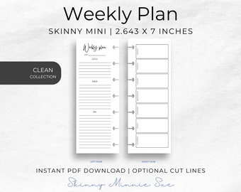 Skinny Mini Happy Planner Inserts: Minimalist Weekly Plan (PDF)