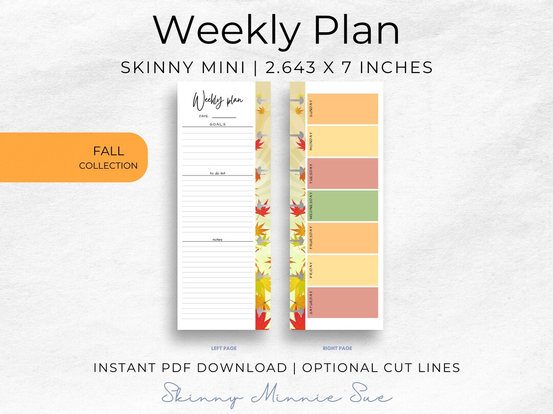 Skinny Mini Fall Weekly Planner Inserts: Minimalist Design (PDF ...