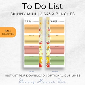 May include: Printable to-do list with a fall theme. The left page has a list of tasks to do, with the headings "Must Do", "Should Do", "Could Do", and "Delegate". The right page has a list of tasks to do, with the headings "Do", "Delay", "Delegate", and "Drop". The pages are decorated with colorful fall leaves.