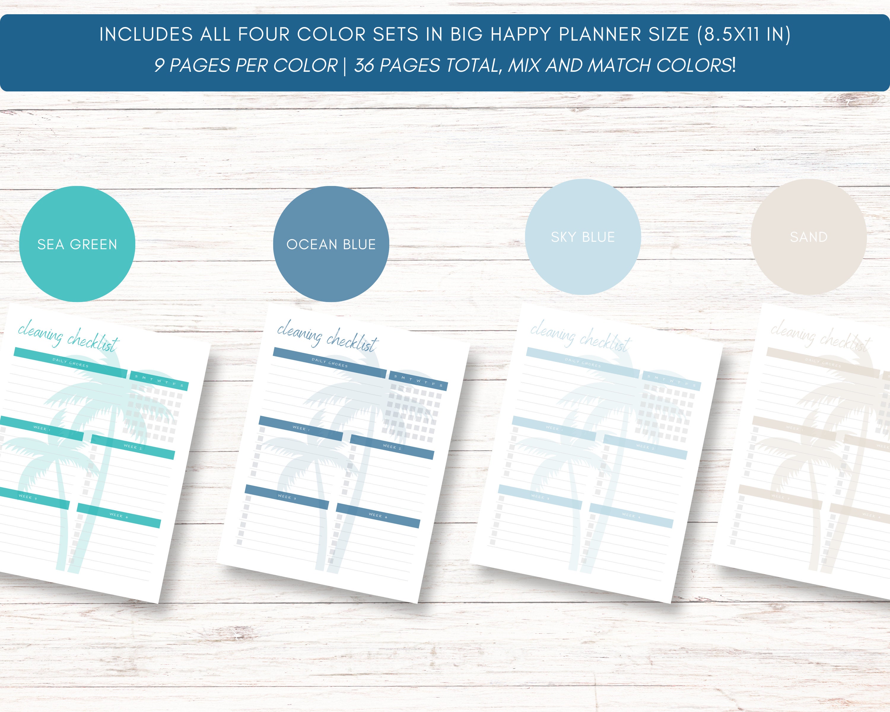 Tree Cleaning Chart Palm Tree Cleaning Chore Chart: Big Happy Planner Printable (PDF) - Etsy