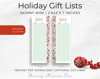 Skinny Mini Holiday Happy Planner Printable, Gifts Lists, Cards and Greetings Tracker, Who Was Naughty or Nice?