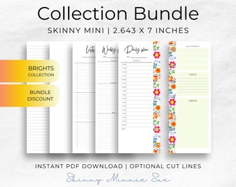 Skinny Mini Planner Printable Bundle: Brights Collection (PDF Pattern)