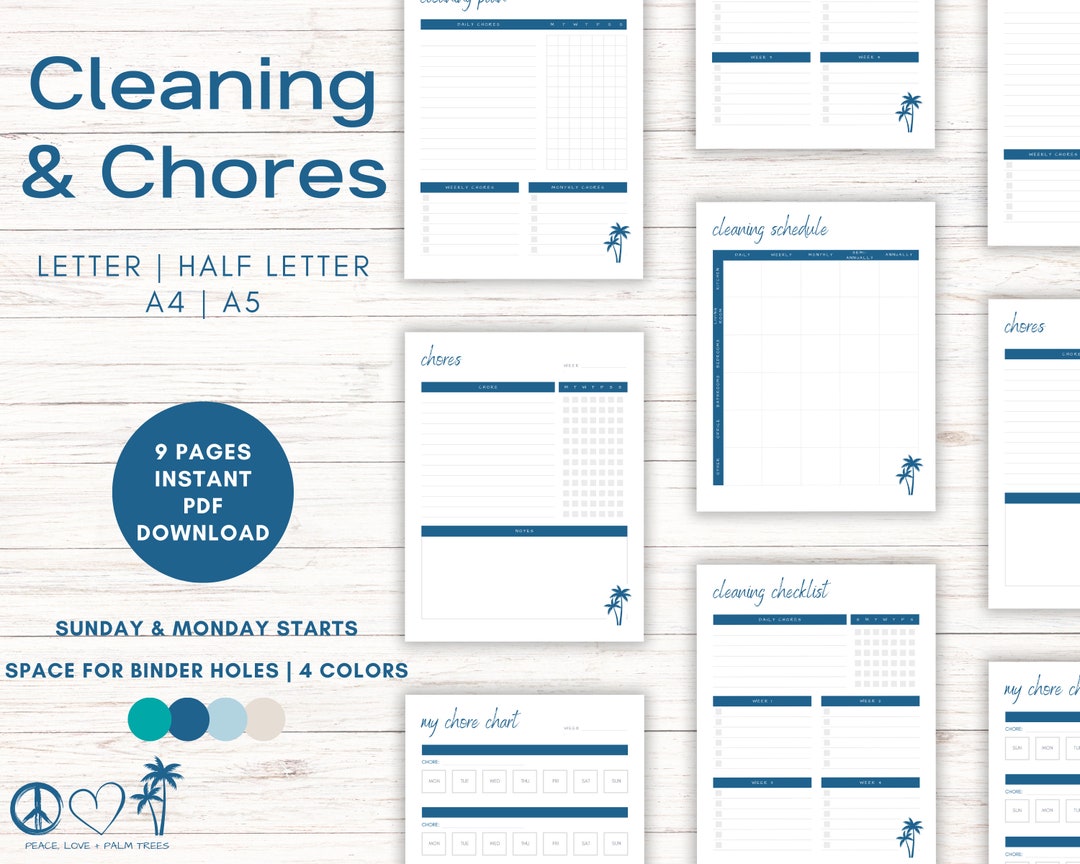 Tree Cleaning Chart Palm Tree Cleaning Chore Chart: Printable Schedule (PDF Download) - Etsy