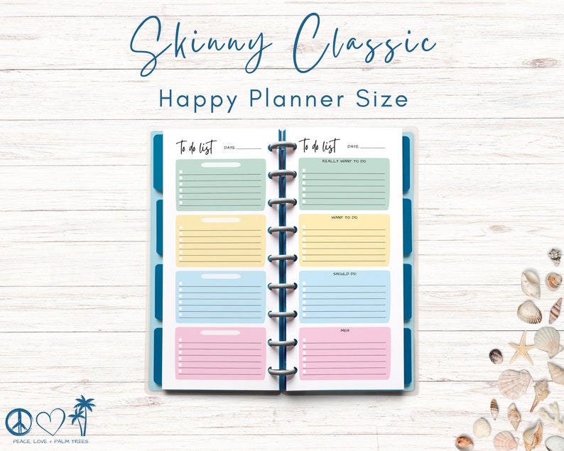 May include: A Happy Planner size to-do list insert with four sections labeled "To do list", "Really want to do", "Want to do", and "Should do". The insert is printed on white paper with pastel blue, green, yellow, and pink sections.