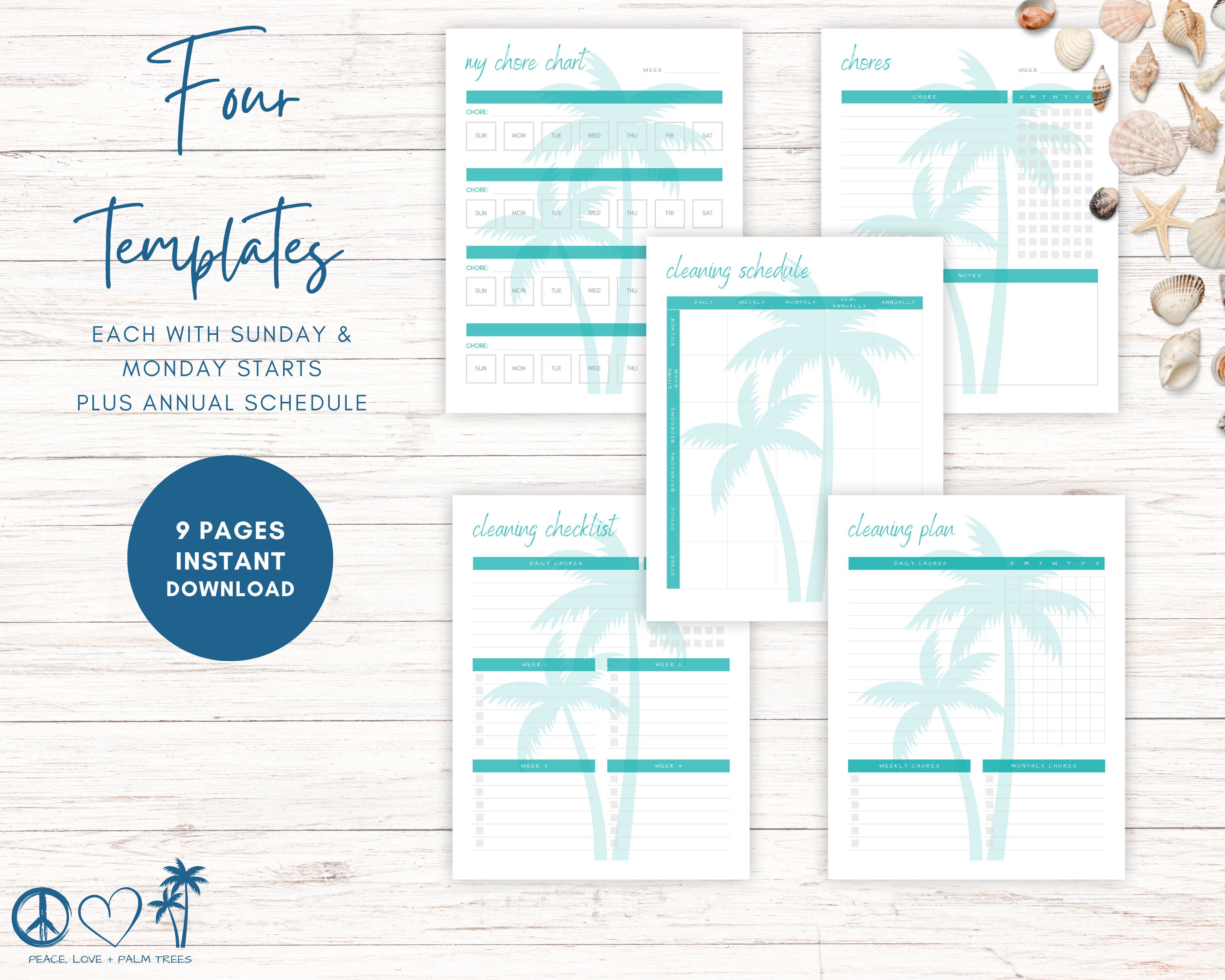 Tree Cleaning Chart Palm Tree Cleaning Chore Chart: Big Happy Planner Printable (PDF) - Etsy