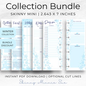 Skinny Mini BUNDLE Winter Happy Planner Printables, Collection includes: daily, weekly, monthly, to do list and gratitude notes image 1