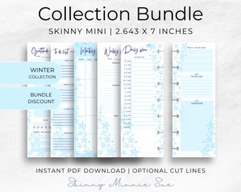 Skinny Mini BUNDLE Winter Happy Planner Printables, Collection includes: daily, weekly, monthly, to do list and gratitude notes!