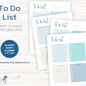 Cartes imprimables Classic Coast Happy Planner, encarts île pour agendas à reliure libre, suivi des tâches non daté, listes de tâches imprimables à téléchargement immédiat