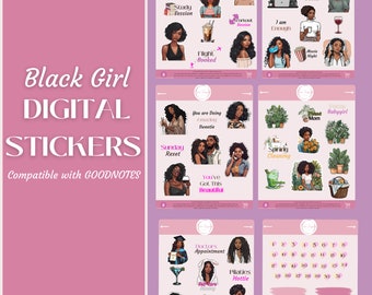 Everyday Digital Stickers | Black girl digital stickers | Digital stickers for black women | Digital stickers for digital planners|