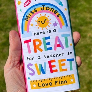 PERSONALIZADO - Embalagem de barra de chocolate personalizada com agradecimento ao professor - Presente de fim de ano letivo