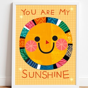 You Are My Sunshine Illustrated Nursery Wall Art – Sunny Summer Print – Baby Room Decor – Kids Poster – Digital & Printed Options UNFRAMED
