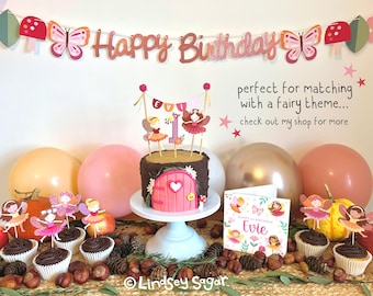 Woodland Fairy Birthday Banner – Girl’s Birthday Decoration HANDMADE BUNTING