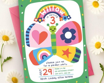 Personalized Butterfly Birthday Invitation: Garden Party Invite (Digital)