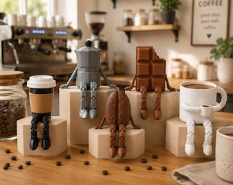 Articulated Coffee Lovers Decoration Set, Coffee Lover Present, Gift Ideas, Barista Desk Accessory