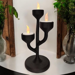 Modern Triple Tealight Candle Holder – Elegant 3D-Printed Decor with LED Tealights