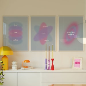 Set of 3 Self-Love Emotions Aura Poster | Gradient Poster | Positive Affirmation Poster | Emotions Poster | Aesthetic Poster | DIGITAL PRINT