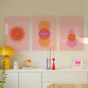 Set of 3 Self-Love Aura Poster | Gradient Poster | Positive Affirmation Poster | Emotions Poster | Aesthetic Poster | DIGITAL PRINT