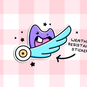 Pegatina de monstruo / Pegatina kawaii - Pegatina artística linda - Papelería linda - Pegatina resistente a la intemperie - Calcomanía de San Valentín