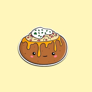 Loaded Baked Potato Sticker | Kawaii Cute Snack Food Cheese Potato Decal